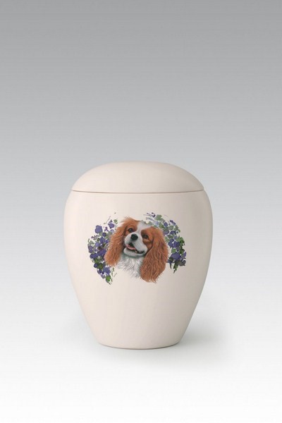 urna ceramica con cavalier king stilizzato