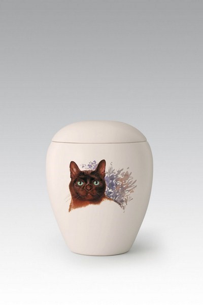 urna ceramica con gatto stilizzato siamese